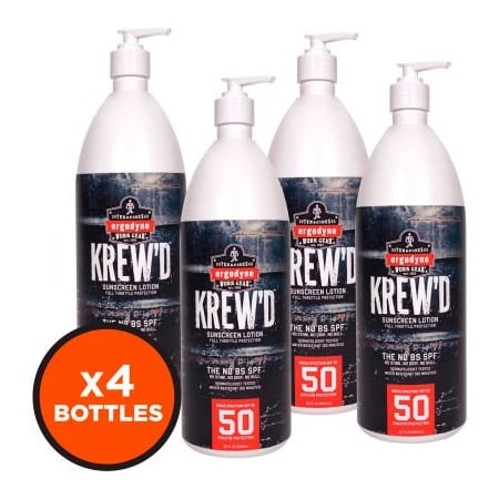 Ergodyne Ergodyne 6355 KREW'D SPF 50 Sunscreen Lotion, 32oz, 4-Pack 16643